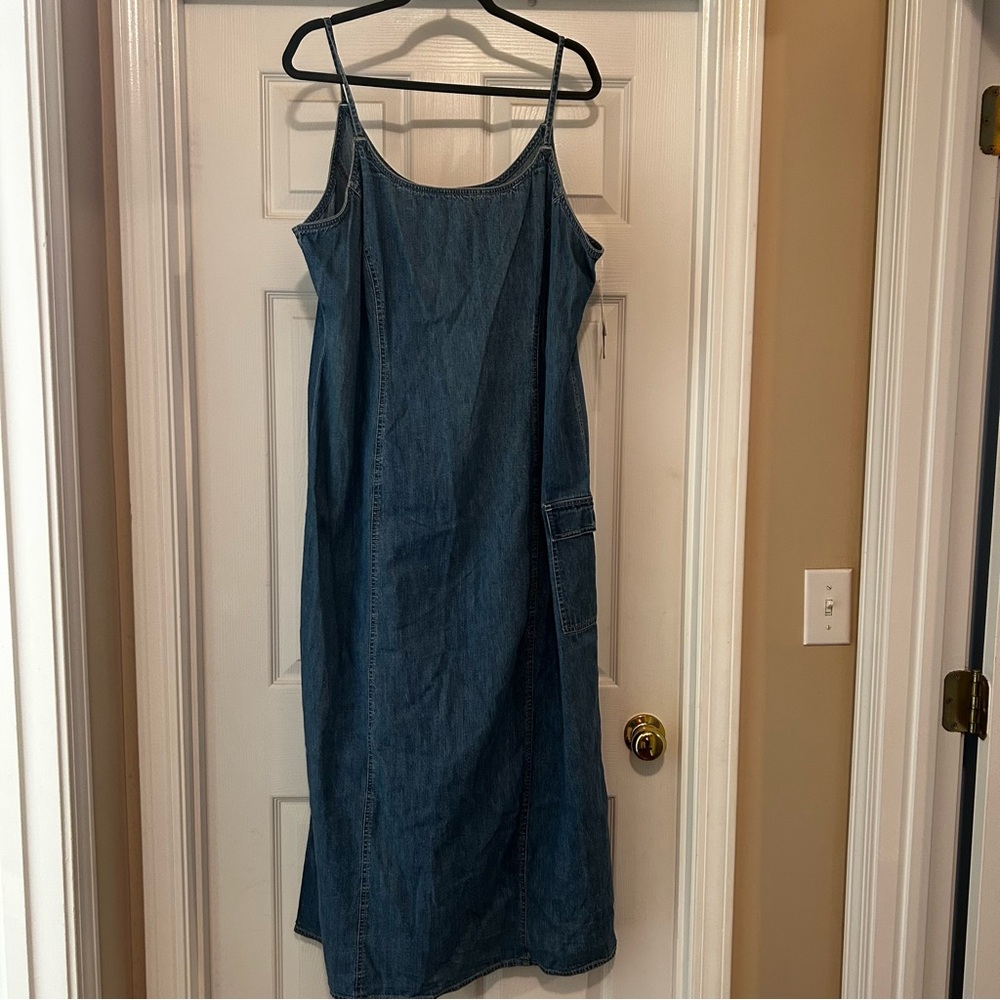 Vintage Jones Jeans NWT Women’s Size 16 Y2K Maxi Dress Denim Zip Up Spaghetti